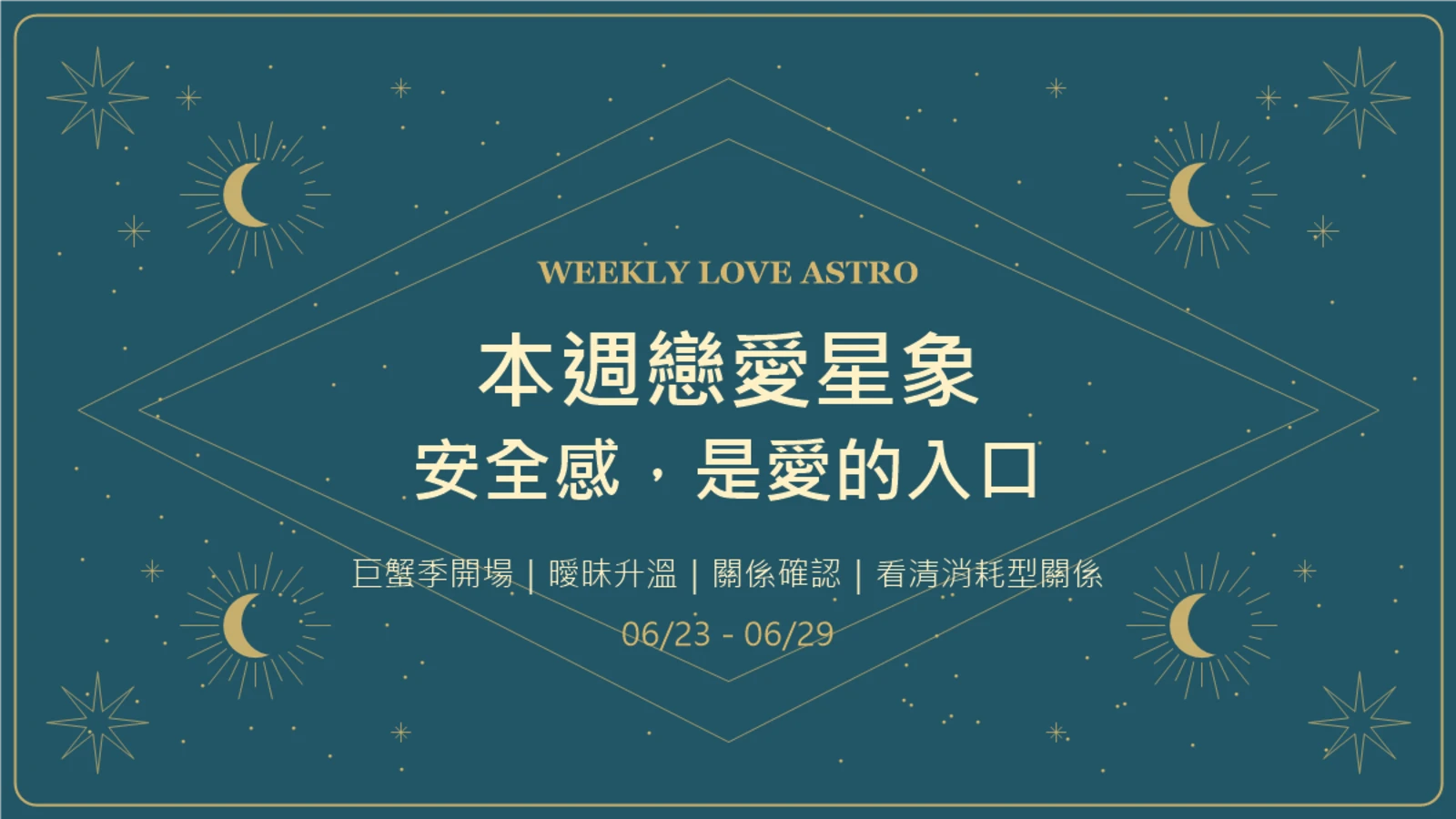 2026/6/22-6/28 十二星座本週戀愛運｜安全感、情緒修復、關係升溫全解析