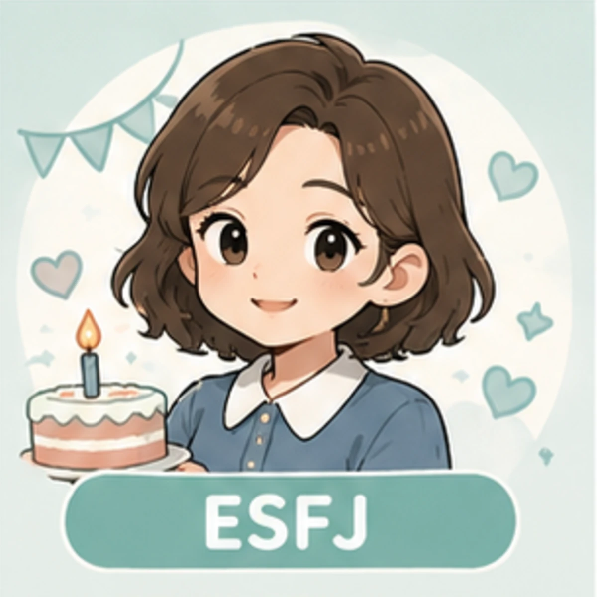 ESFJ因為收到貼心小舉動而開心微笑，氣氛溫馨甜蜜。