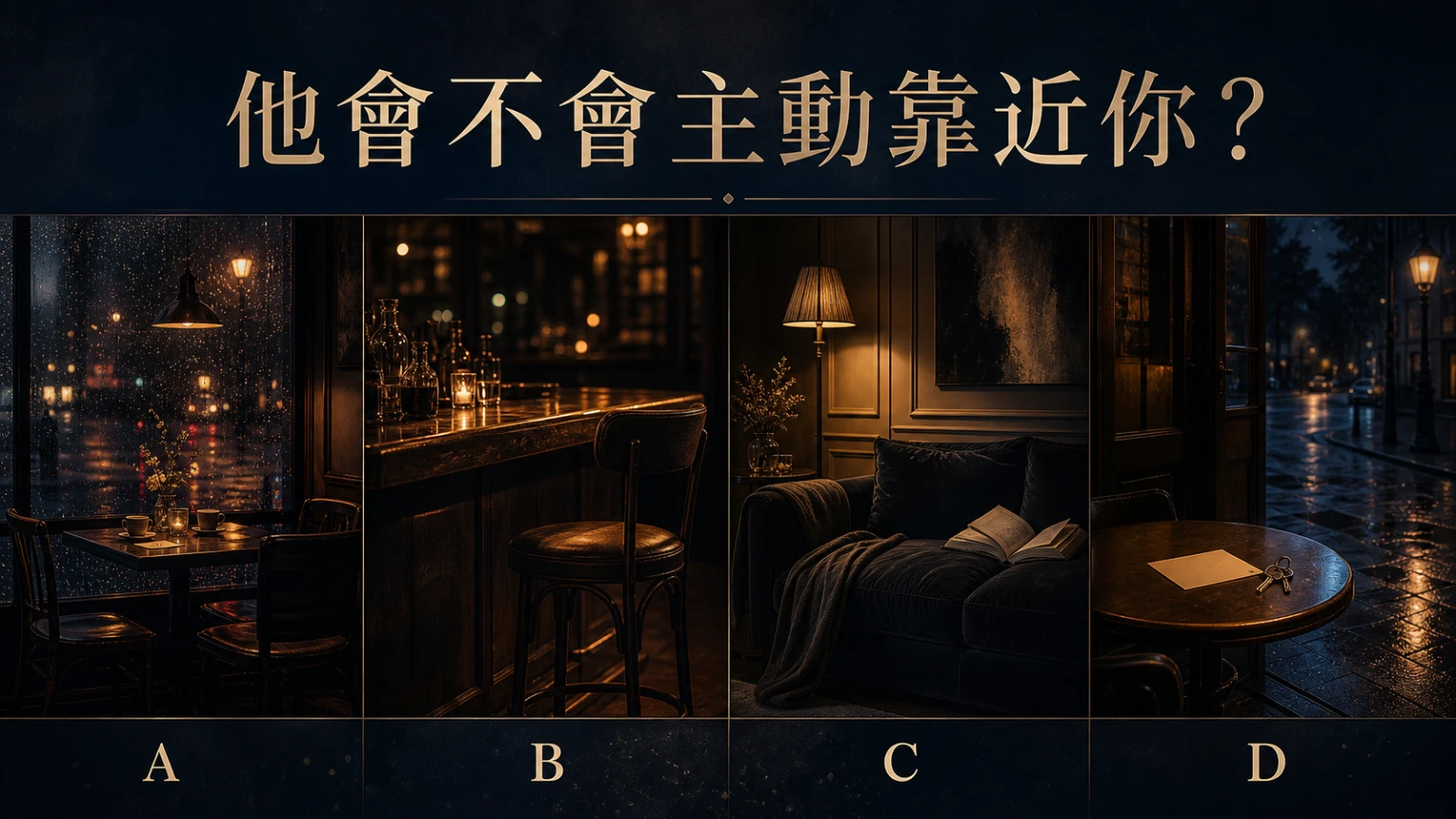 選一個深夜咖啡館的位置，測他會不會主動靠近你