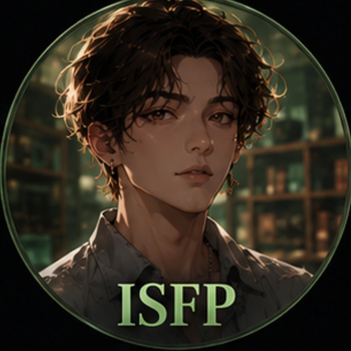 深夜窗邊，ISFP型人安靜回訊息，神情溫柔心思飄遠，畫面自由又曖昧。