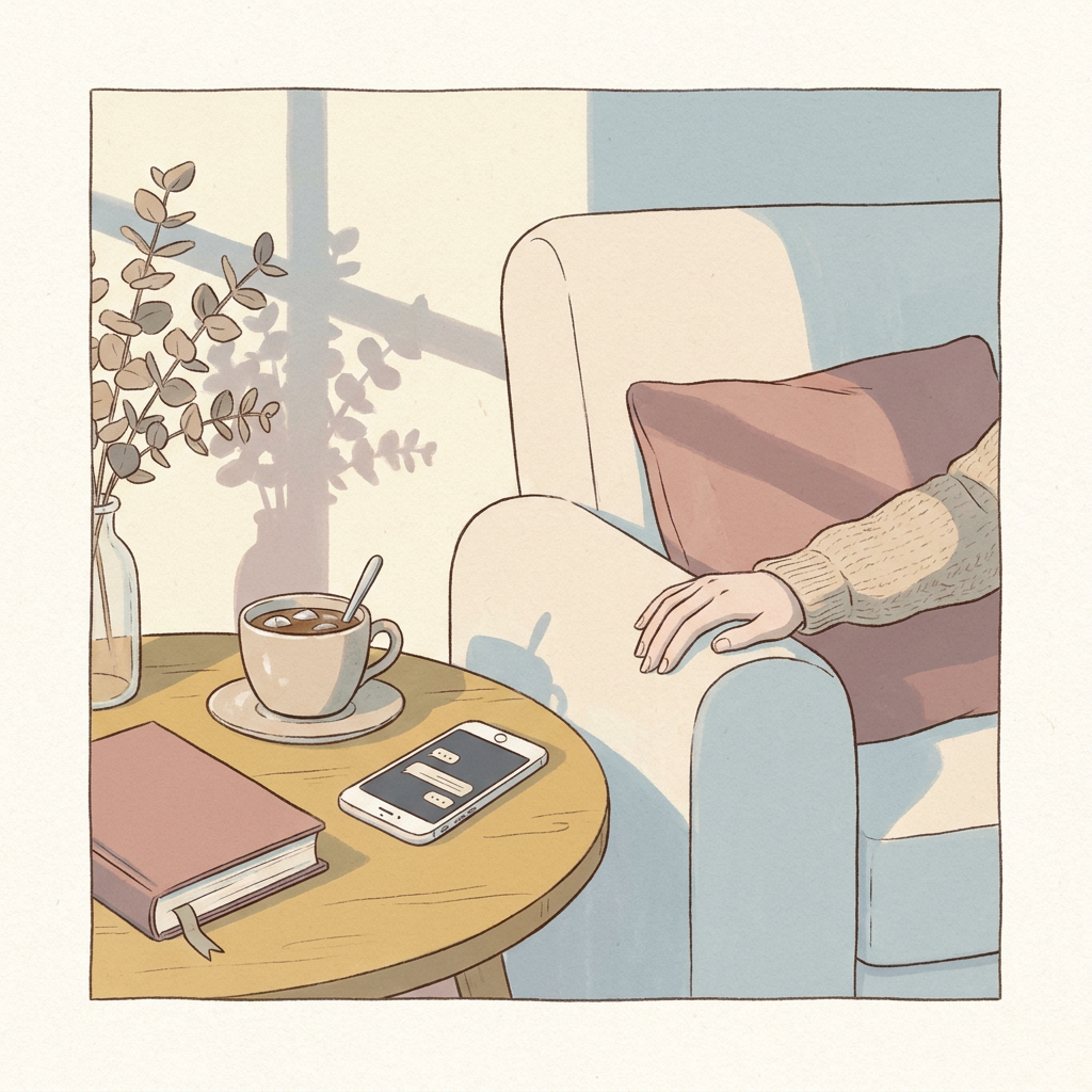 Two people at a café, one looking hopeful while the other seems distant and hesitant, symbolizing vague promises and plans that never happen.