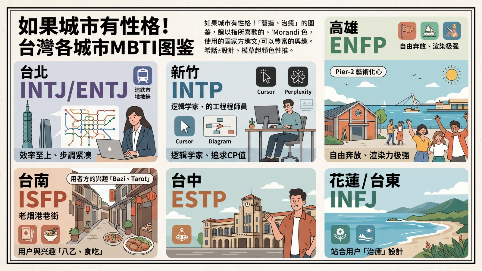 台灣城市 MBTI 圖鑑：你的家鄉是哪種人格？