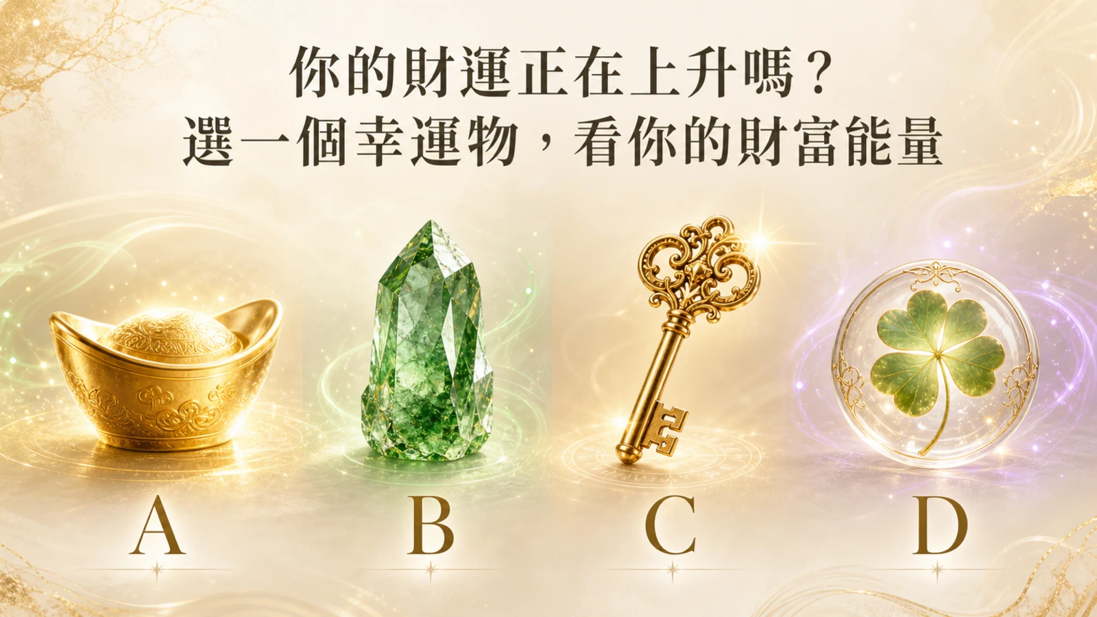 你的財運正在上升嗎？選一個幸運物，看你的財富能量