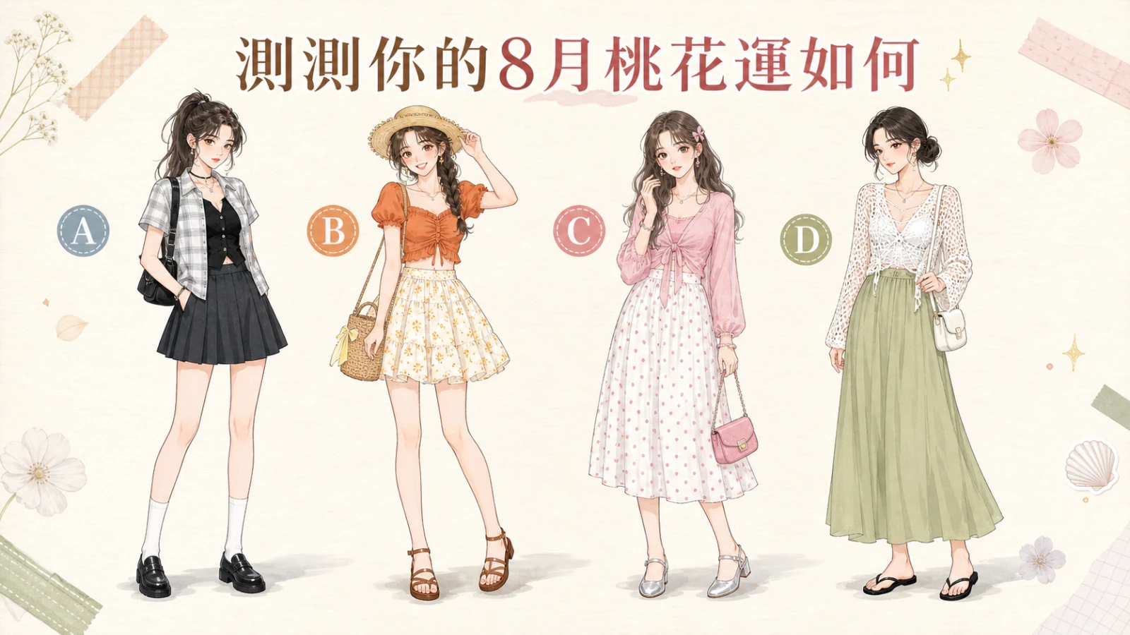 測測你的8月桃花運如何？四選一看愛情走向