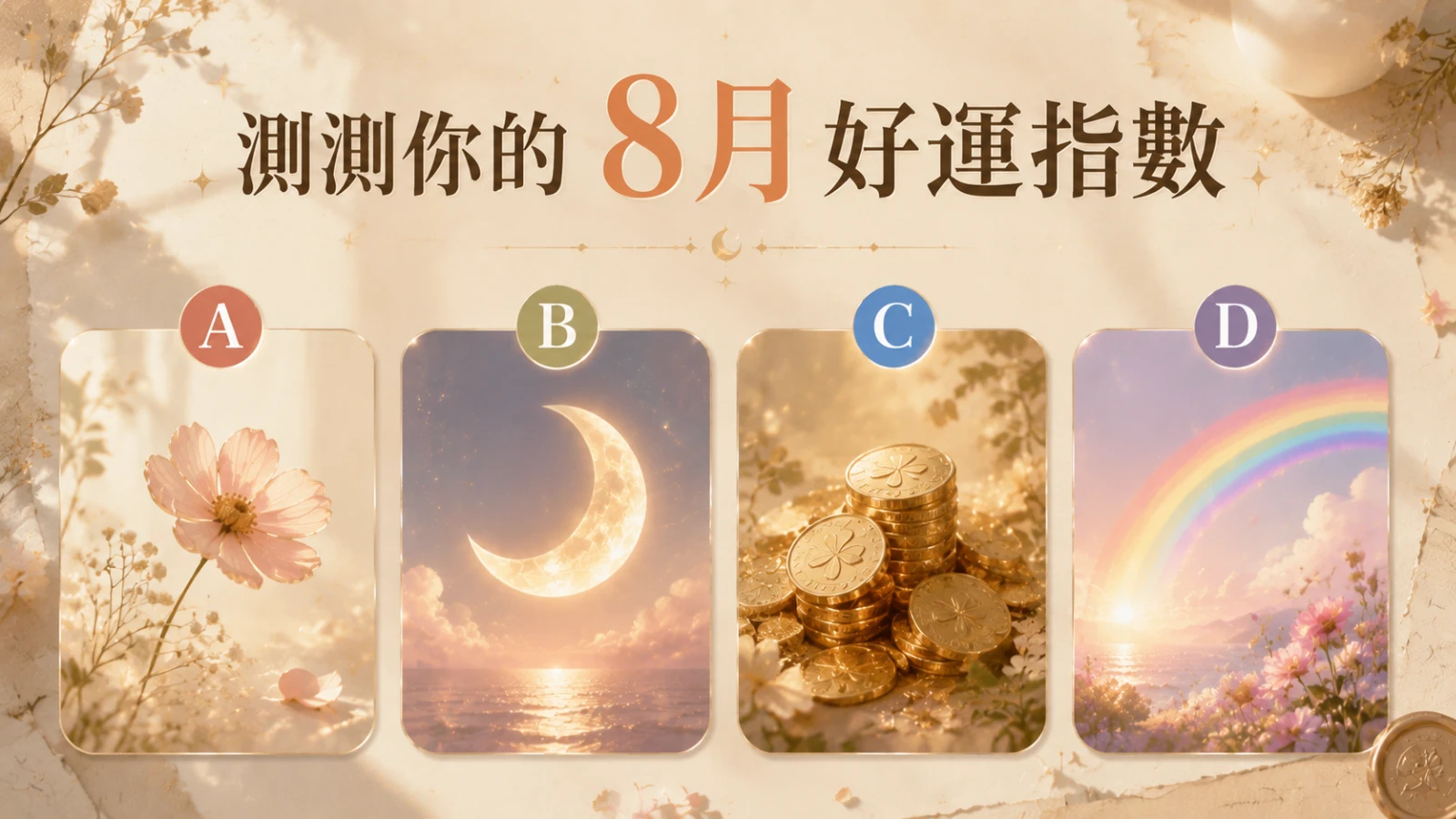 8月好運指數測試｜測測你的幸運能量會在哪方面爆發？