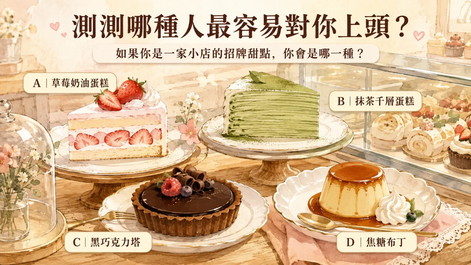 測測哪種人最容易對你上頭？招牌甜點看出你的戀愛吸引力