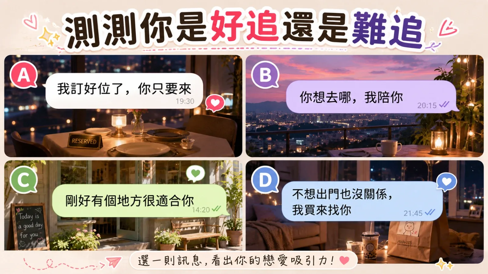 測測你是好追還是難追