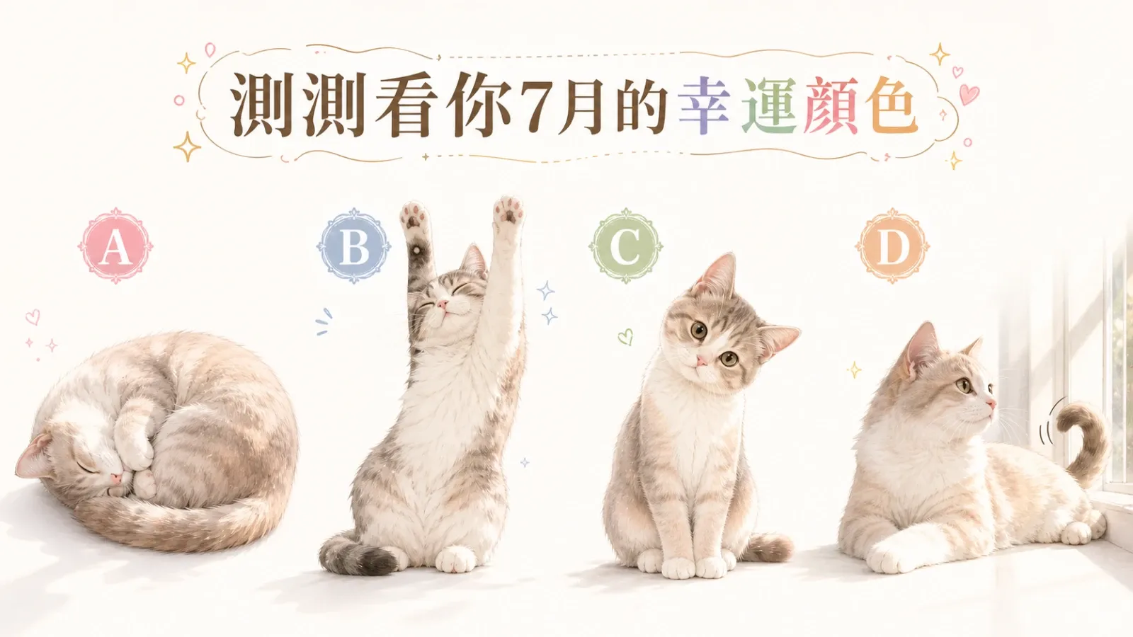 測測看你7月的幸運顏色｜直覺選貓咪揭曉近期能量