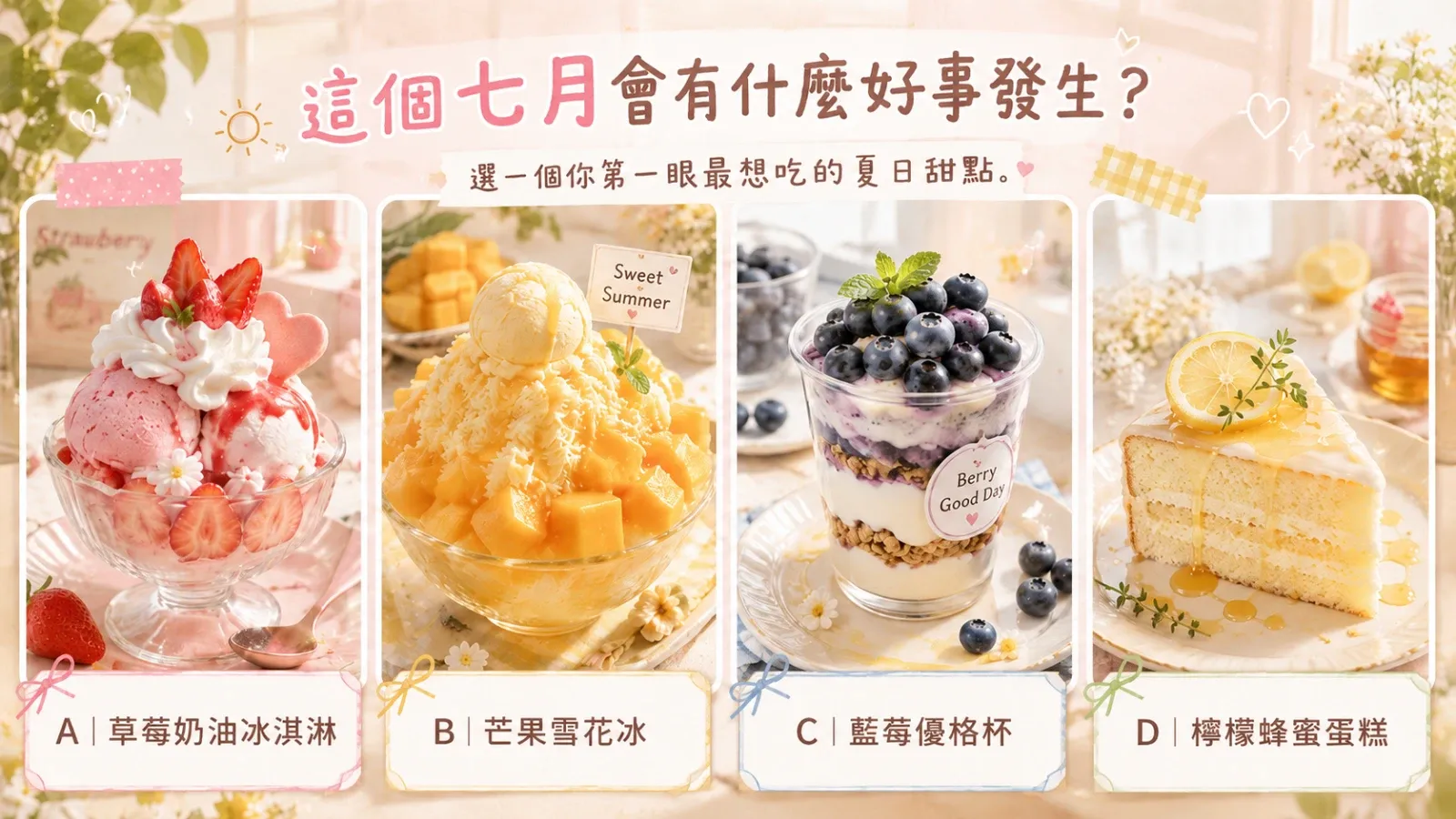 這個七月會有什麼好事發生?一秒看懂屬於你的甜蜜期待