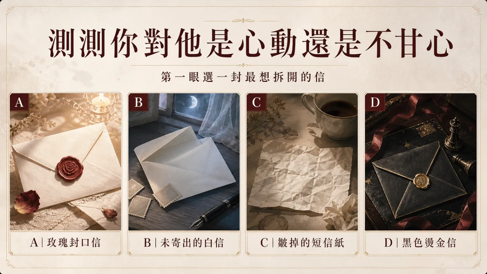 選一封信測心動還是不甘心：四封信愛情測驗看懂你的放不下