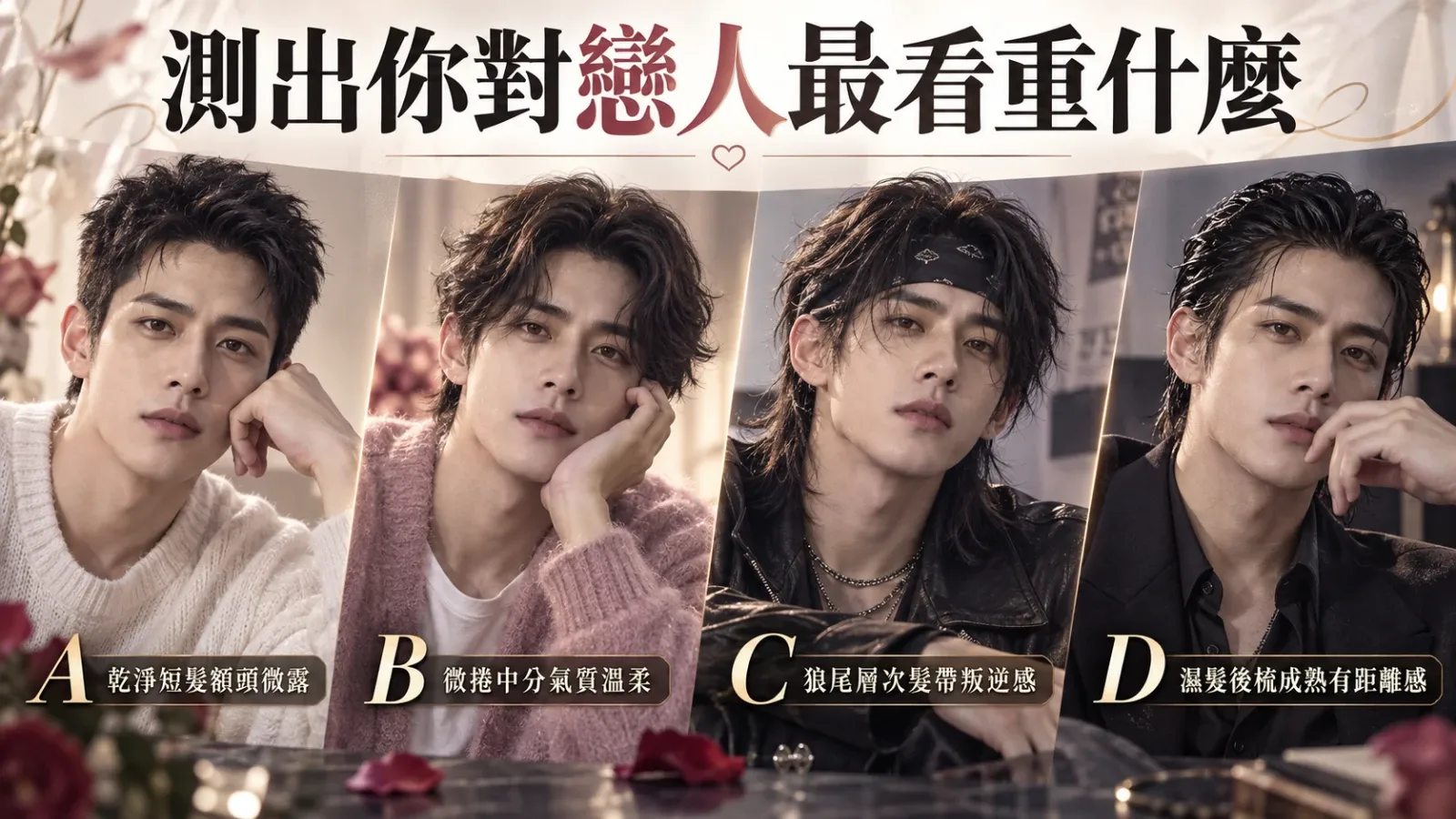 測出你對戀人最看重什麼：四種髮型看見你的戀愛需求