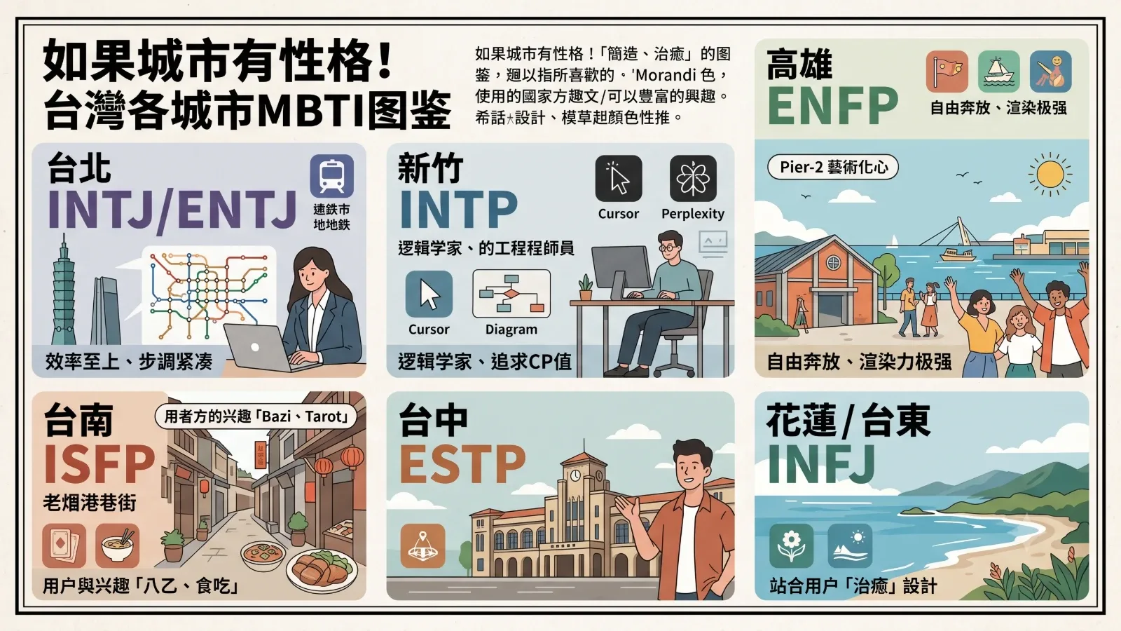 台灣城市 MBTI 圖鑑：你的家鄉是哪種人格？