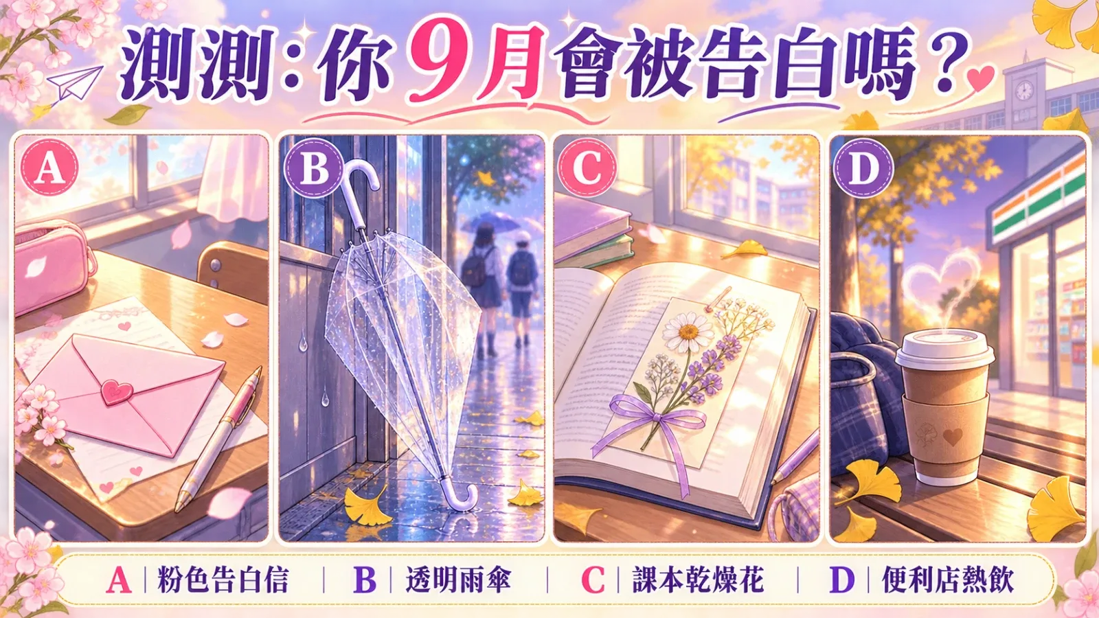 測測：你 9 月會被告白嗎？開學季曖昧物件選擇測驗