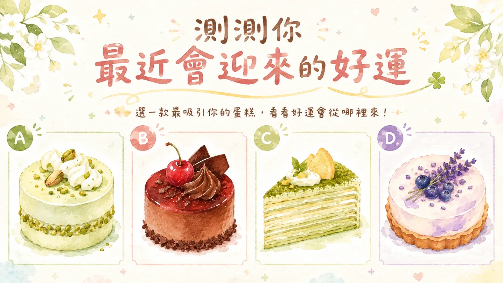 選一款小蛋糕，測測你最近的好運是什麼？