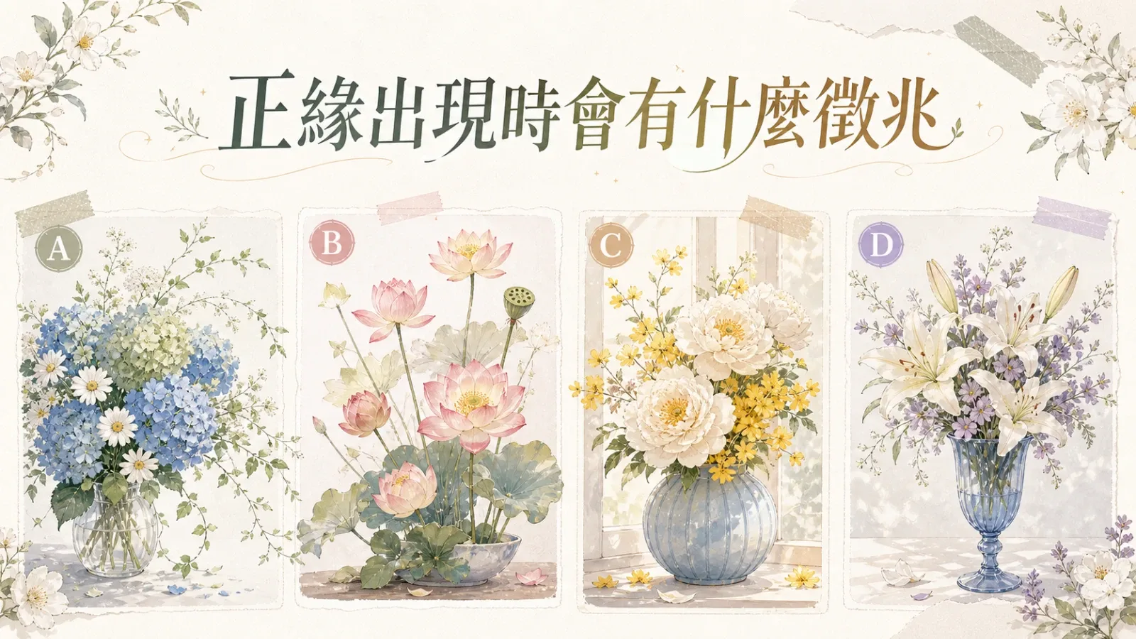 正緣出現時,你會感受到哪些徵兆?直覺花藝選擇測出愛情的靠近