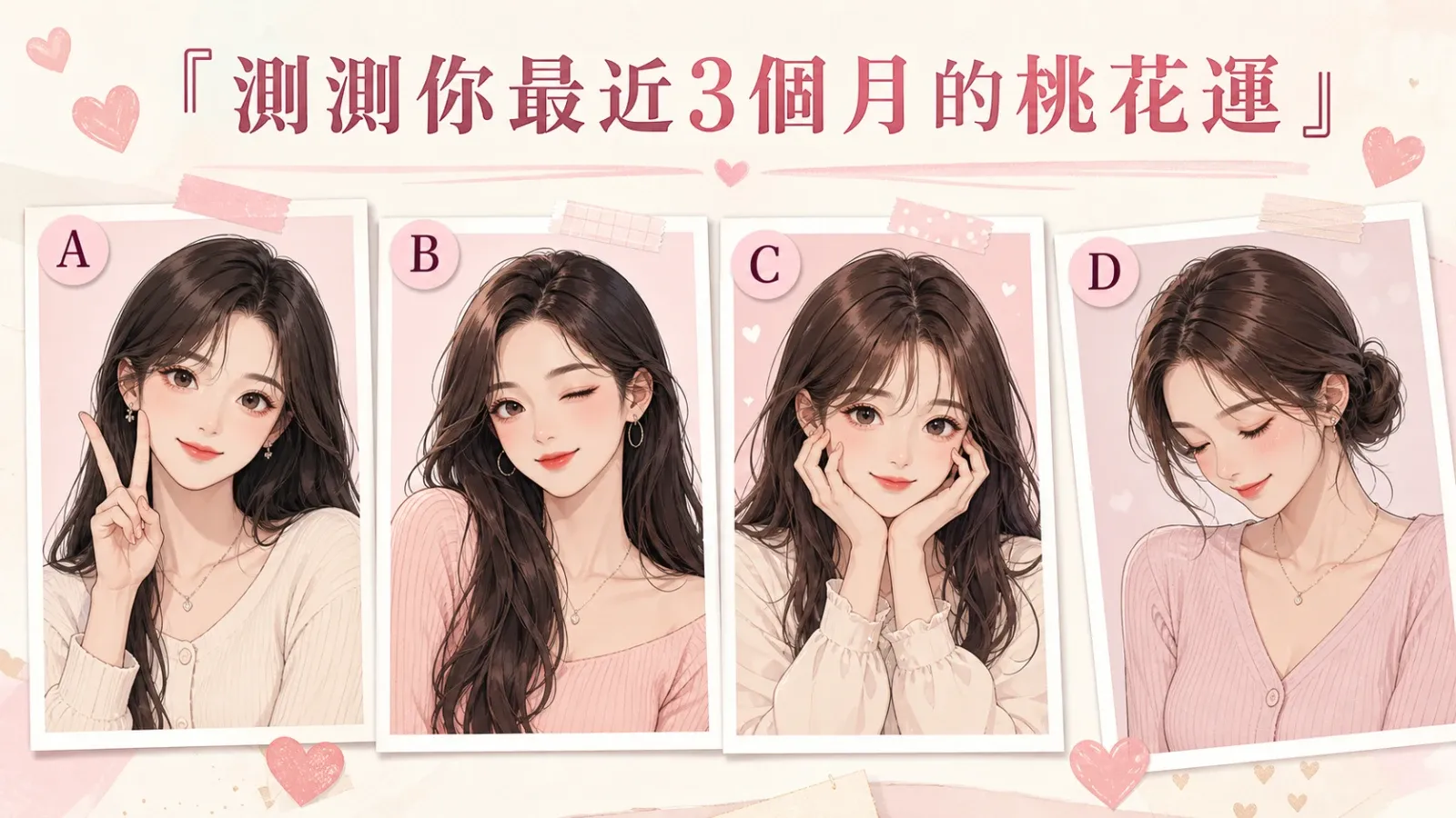測測你最近3個月的桃花運:戀愛機會會從哪裡靠近?