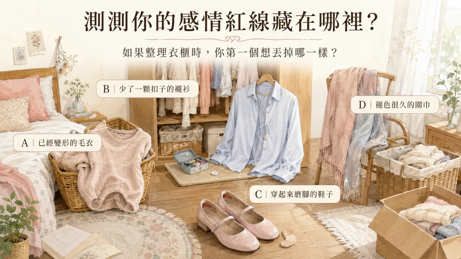 測測你的感情紅線藏在哪裡？從衣櫃選擇看懂戀愛底線