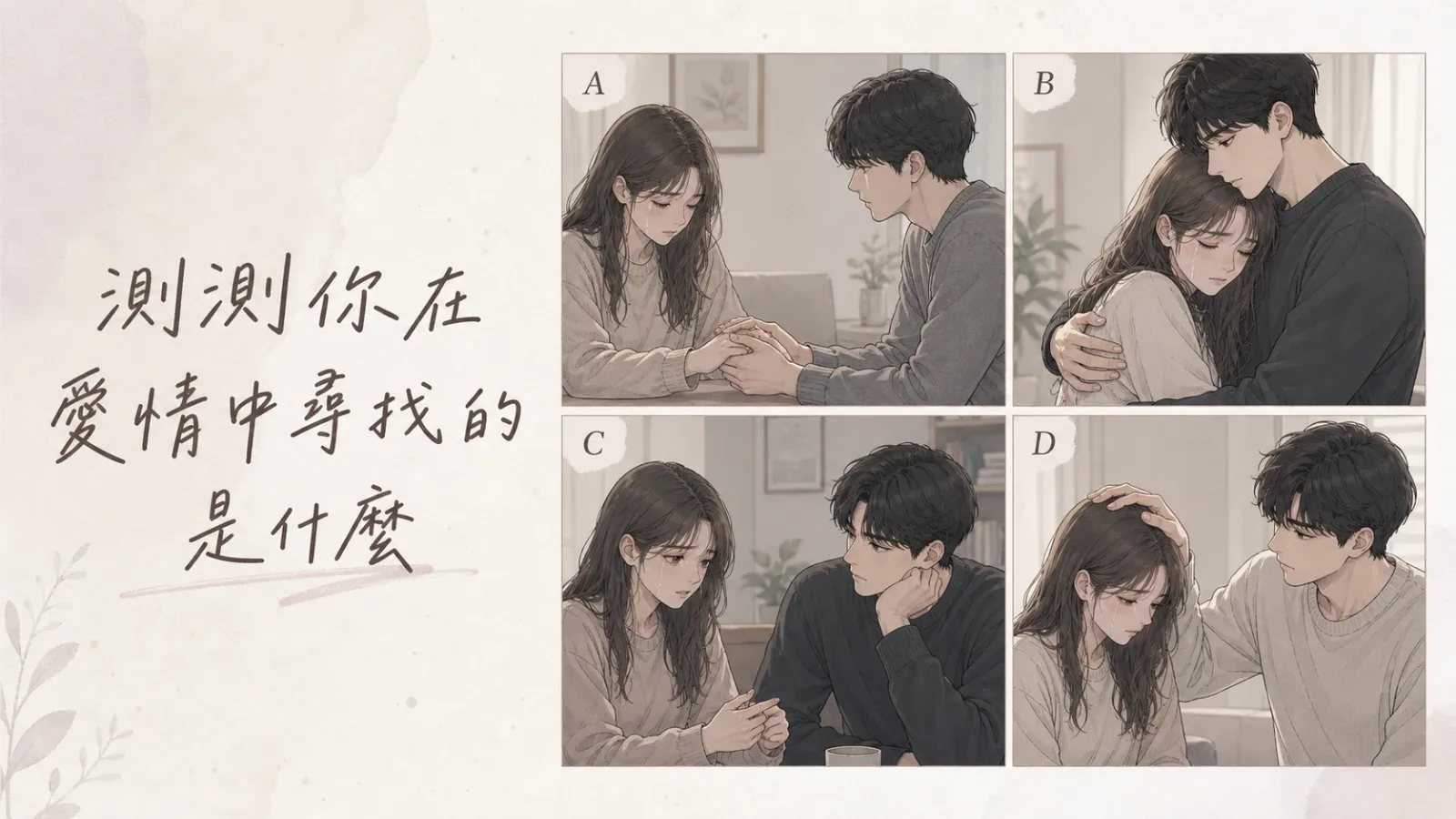 測測你在愛情中尋找的是什麼？四種情感需求解析