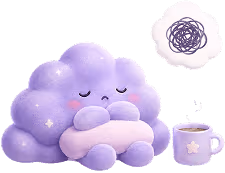紫色雲朵與杯子的插圖