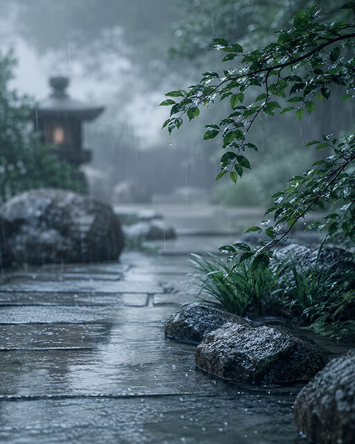 雨中專注